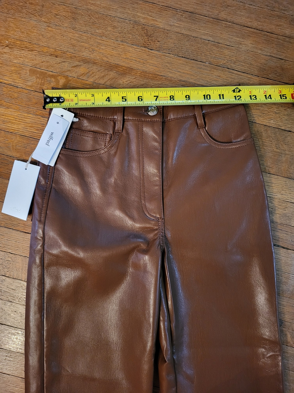 Wilfred Brown Vegan Leather Cropped Straight-Leg Pants - Picture 6 of 9